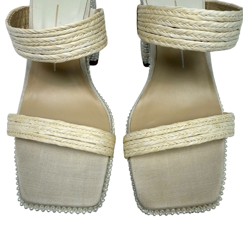 Dolce Vita Cream Braided Pearl-Trim Block Heel Sandal - Picture 6 of 14